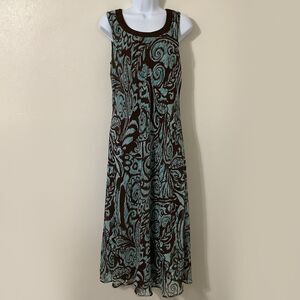 Vintage 90s Forest Fairy Fairycore Floral Grunge Sleeveless Brown Midi Dress 12